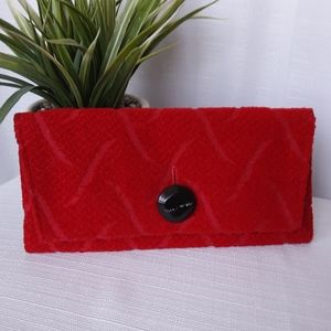 Cahoots Handbags Red Midtown Clutch Handmade Vintage Fabric